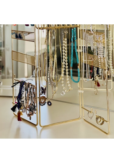 TEKNOTEL TAKI AKSESUAR STANDI DEKORATİF ORGANİZER GOLD EG210