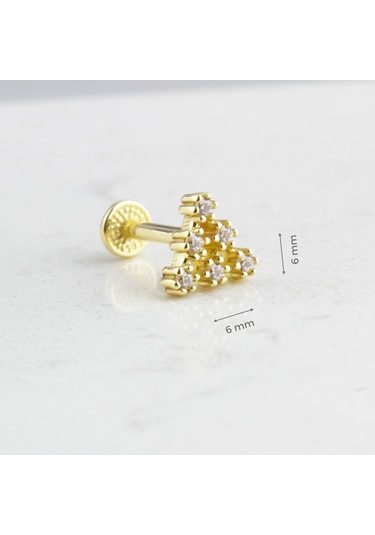 Glorria Altın Piramit Tragus Piercing Altın
