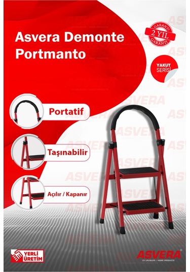 Yakut Serisi Patika 2 Li Katlanır Merdiven Ev, Bahçe Ve Depo İçin Güvenli Seçenek 1 Adet