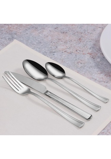 Serenk Paris Çelik Çatal Kaşık Bıçak Takımı 24 Parça Gümüş