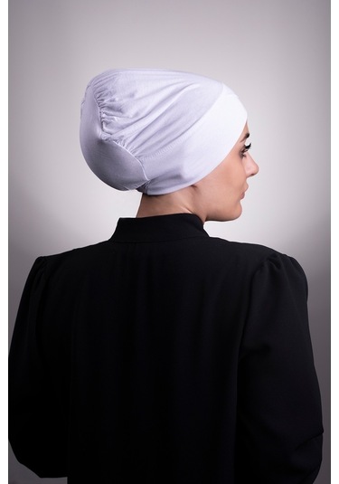 Beyaz Pratik Hazır Geçmeli Iç Bone Viskon Kumaş Çapraz Tek Bantlı Beyaz