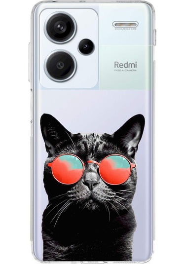 Xiaomi Redmi Note 13 Pro 4g İle Uyumlu Kedi 3 Kamera Korumalı Şeffaf Kılıf Şeffaf
