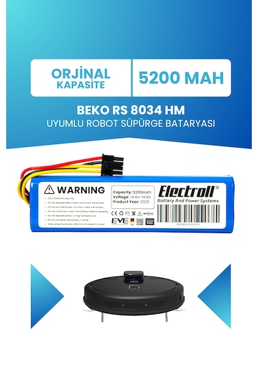 Beko Rs 8034 Hm Uyumlu Batarya 5200mah Robot Süpürge Bataryası