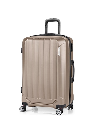 Polo&sky Spring Model Gold Renk Orta Boy Valiz Bavul Kahverengi