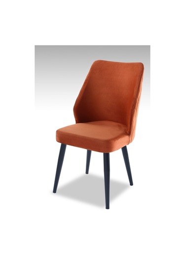 Puffy Sandalye - Babyface Turuncu - Metal Siyah Ayak 4 Adet - Salon Sandalyesi / Mutfak Sandalyesi Kiremit