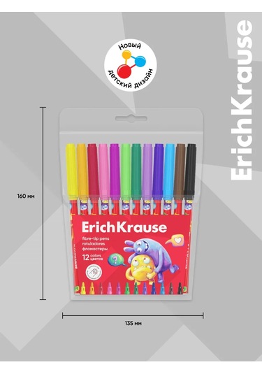 Erichkrause Jolly Friends 12 Renkli Keçeli Kalemler 271234350