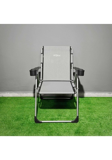 Argeus Rock Katlanabilir Kamp Sandalyesi Bardaklı - Kül Gri A-14 Çok Renkli