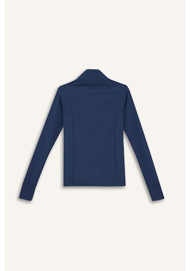 Defacto Defactofit Fitted Vücuda Oturan Ultra Soft Dik Yaka Çift Cepli Parmak Detaylı Fermuarlı Spor Hırka B3985ax25auın231 Indigo