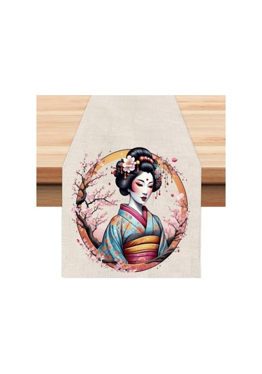 Çin Çiçekli Kadın Runner, Runer, Masa Örtüsü, Sofranıza Zarafet Katın Runner, Masa Örtüsü Krem