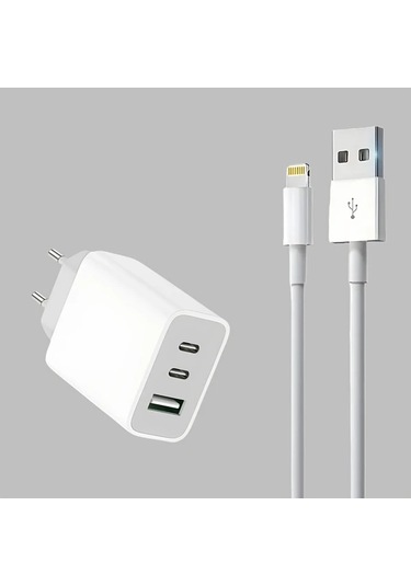 Xuweiwei Usb Ve Usb C Portlu Duvar Sarj Cihazi Şarj Başlığı 2 Adet 1m Veri Kablosu 2 Adet İphone Uyumlu 14 13 12 X Airpods Pro Uygun Altın