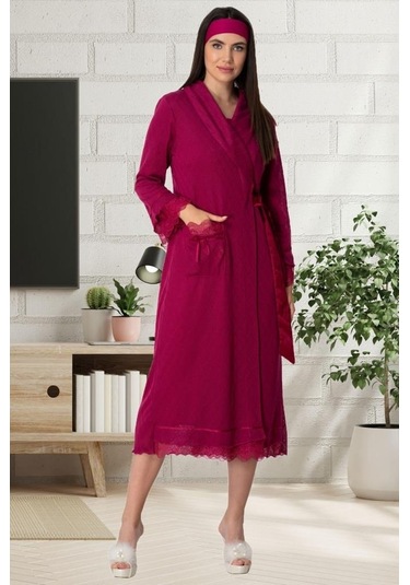 Mecit 5520 Fuşya Triko Kadın Sabahlık 001