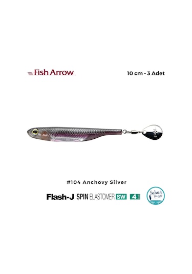 Fish Arrow Flash J Spin Elastomer Sw 10cm 4'' 104 Anchovy Silver Silikon Balık 3 Adet