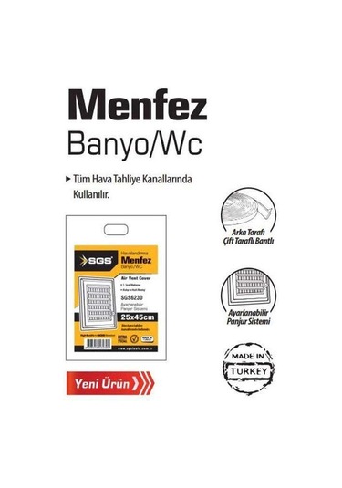 Sgs Banyo-Wc Havalandırma Menfezi Panjurlu 25x45cm SGS6230 Beyaz
