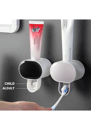 Siyah Otomatik Diş Macunu Dispenseri Banyo Aksesuarları Ev Banyo İçin Diş Fırçası Tutucu Diş Kremi Dağıtıcı Siyah