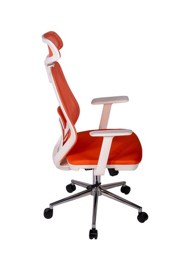 Ofisbazaar Dali Beyaz Fileli Yönetici Koltuğu Ergonomik Başlıklı Ofis Koltuğu Turuncu Turuncu