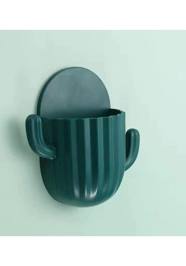 Diş Fırçası Tutucu Ev Duvar Kendinden Yapışkanlı Dikişsiz Kaktüs Depolama Rafı Tıraş Makinesi Organizatör Drenaj Raf Banyo Aksesuarları Mavi