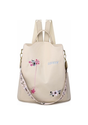 Tongxida Kadınlar İçin Anti Theft Oxford Sırt Çantaları Çin Tarzı Nakışlı Açık Bej Açık Bej