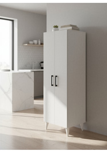 Aruat 6 Raf'lı Mutfak & Banyo Çok Amaçlı Kulanılabilen Kapaklı Dolap Beyaz
