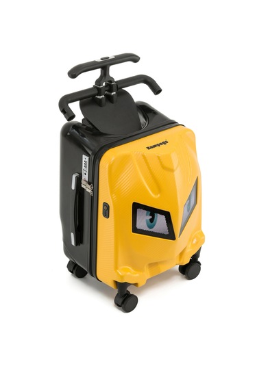 Göz Desenli Çocuk Valizi Binilebilir, Düşme Engelleyici Sarı