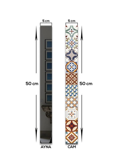 Decorita Dekor Camı Çini Desen Cam ve Füme Ayna 7'li Takım