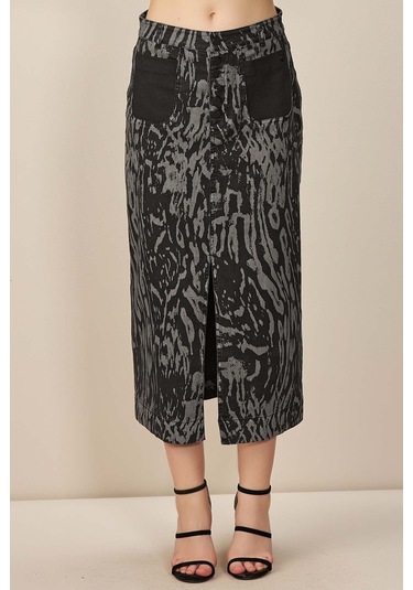 Evaze Çok Renkli Baskılı Etek Çok Renkli