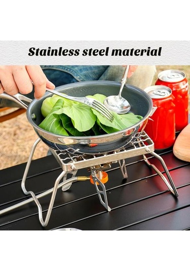 Gaz Sobası Standı Yüksek Stabilite Isıya Dayanıklı Paslanmaz Taşınabilir Katlanır Piknik Barbekü Izgara Izgara Kamp Malzemeleri Gümüş