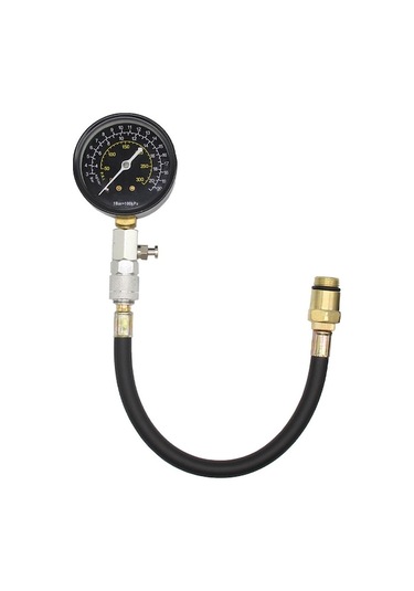 Motor Silindir Kompresyon Test Aleti - Basınç Ölçer 0-300psı Metal + Kauçuk Araç Bakımı Gereci