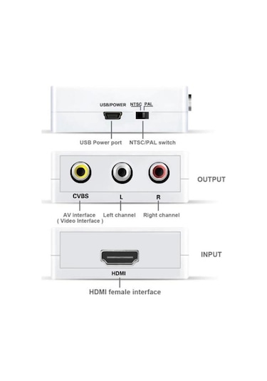 Hdmi To Rca Tos Av Çevirici Dönüştürücü Converter Tv Tüplü Televizyon