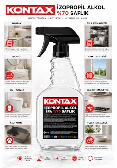 Kontax İzopropil Alkol %70 Saflıkta 1 Lt Saf İpa Tekli