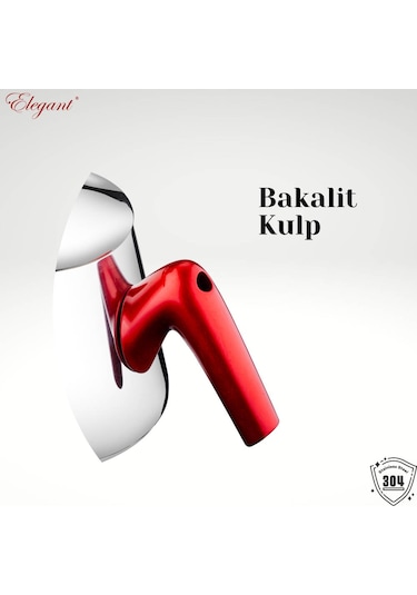 Topaç Orta Boy Bakalit Kulplu Çaydanlık Takımı - Kırmızı Kırmızı