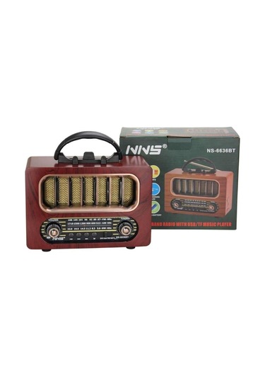 Ns-6636 Retro Ahşap Tasarım Bluetooth Hoparlörlü Radyo Fm/am Destekli, Şarjlı Ve Taşınabiliri Radyo-435