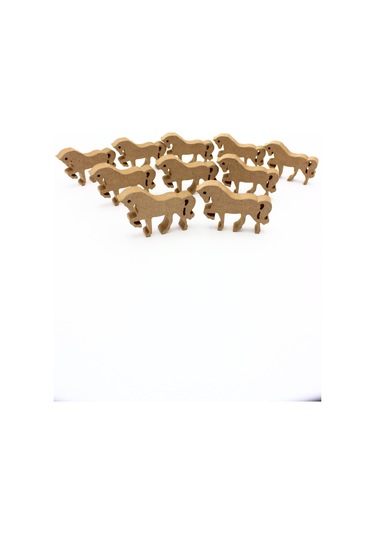 Na Neşeli Ahşap 10 Adet 10 Cmlik Şahlanan At Figürü.dik Durabilir.okul Öncesi Eğitim Etkinlik Model 10cm18mmat