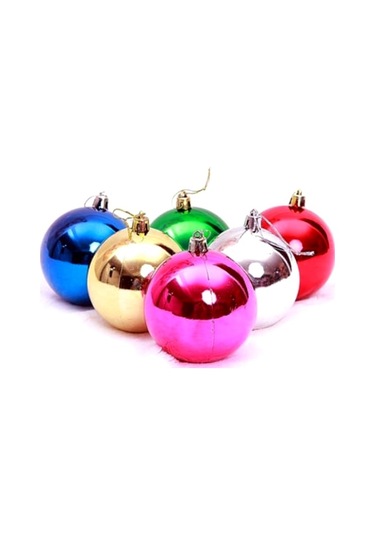 Party Marty Yılbaşı Süsü Top Süs 6cm 6lı Karışık Renkli