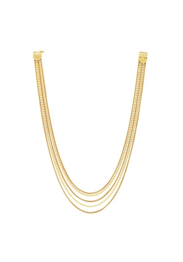 Sıralı Toplu Altın Kaplama 925 Ayar Gümüş Bayan Hasır Üçlü Set 201024776 Gold