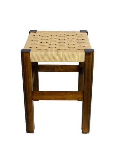 El Yapımı Ahşap Örmeli Hasır Tabure 40 Cm Şık Ve Zarif Tasarım Ceviz