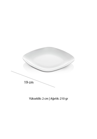 Alezy 593 Göreme Melamin Termostar Kare Servis Tabak 19 Cm Beyaz