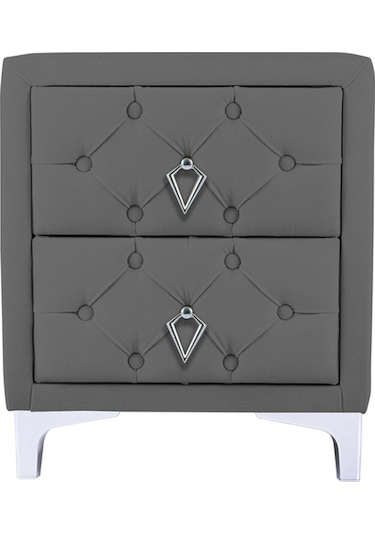 Ruby 2 Çekmeceli Komodin-silver Model Kapitoneli Yatak Odası Iki Çekmeceli Komodin&şifonyer Modeli Gri