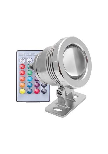 Suofeng 12v Rgb Su Altı Led Işığı 10w 9 Ledli Kumandalı Su Geçirmez Alüminyum Plastik, Plug Yok