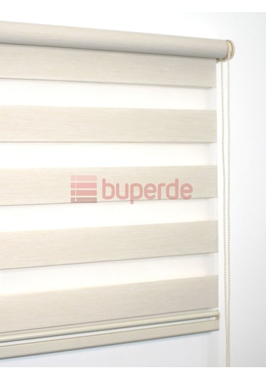 Buperde Ekru (Açık Krem) Eko Bambu Zebra Stor Perde