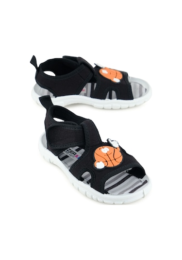 Gezer Erkek Çocuk Yazlık Rahat Taban Tek Cırt Cırtlı Ayarlanabilir Günlük Sandalet Siyah