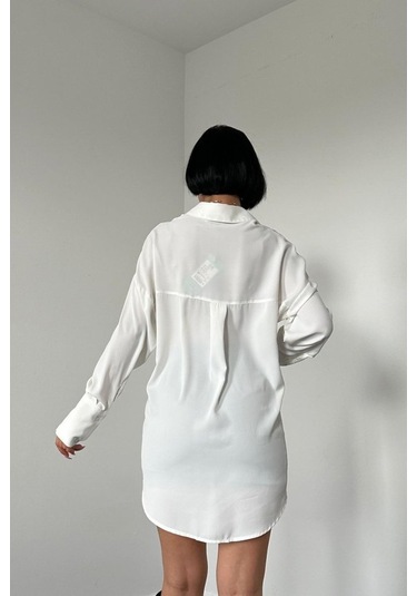 The İstanbul Beyaz Jesica Parçalı Bağcıklı Gömlek Beyaz