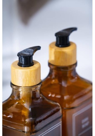 Louvre 2li Cam Sıvı Sabunluk Kahverengi