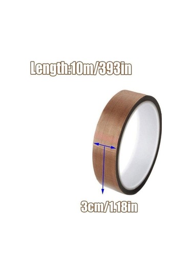 Pazly 10 Metrelik Ptfe Kumaş Bant, Yüksek Sıcaklık Dayanımlı, Yapıştırıcı, Su Geçirmez, Kapama Makinesi İçin Rulo