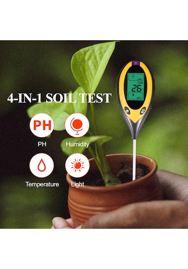 Springsun Toprak Ph, Nem, Işık Ve Sıcaklık Testeri - Bahçe Bitkileri İçin Profesyonel 4-in-1 Ölçüm Aleti