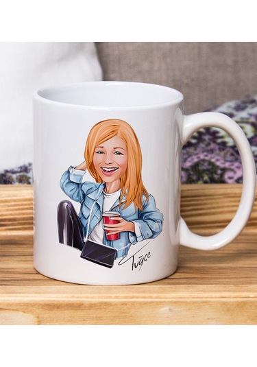 Kişiye Özel Karikatürlü Kadın Tasarımlı Beyaz Kupa Bardak-106, Arkadaşa Hediye , Karikatürlü Kupa Bardak Kobitmeyen138505 Bk Gift