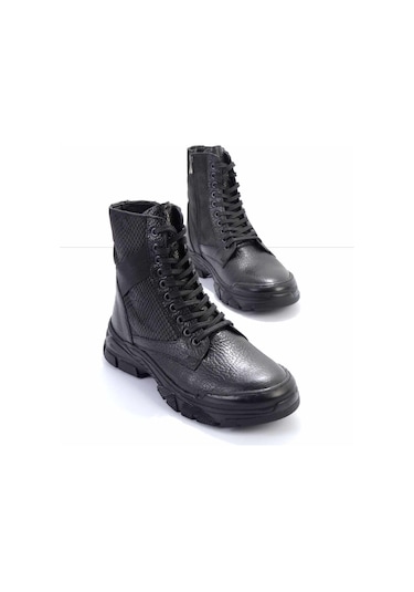 Siyah Leather Erkek Bot & Bootie E02380704440 Siyah