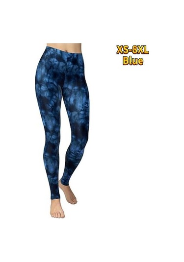 Novahub Mavi Bayan Çok Renkli Taşlar Baskılar Streç Yoga Tayt Spor Koşu Spor Salonu Spor Aktif Pantolon Düz Mavi - 2xl Mavi