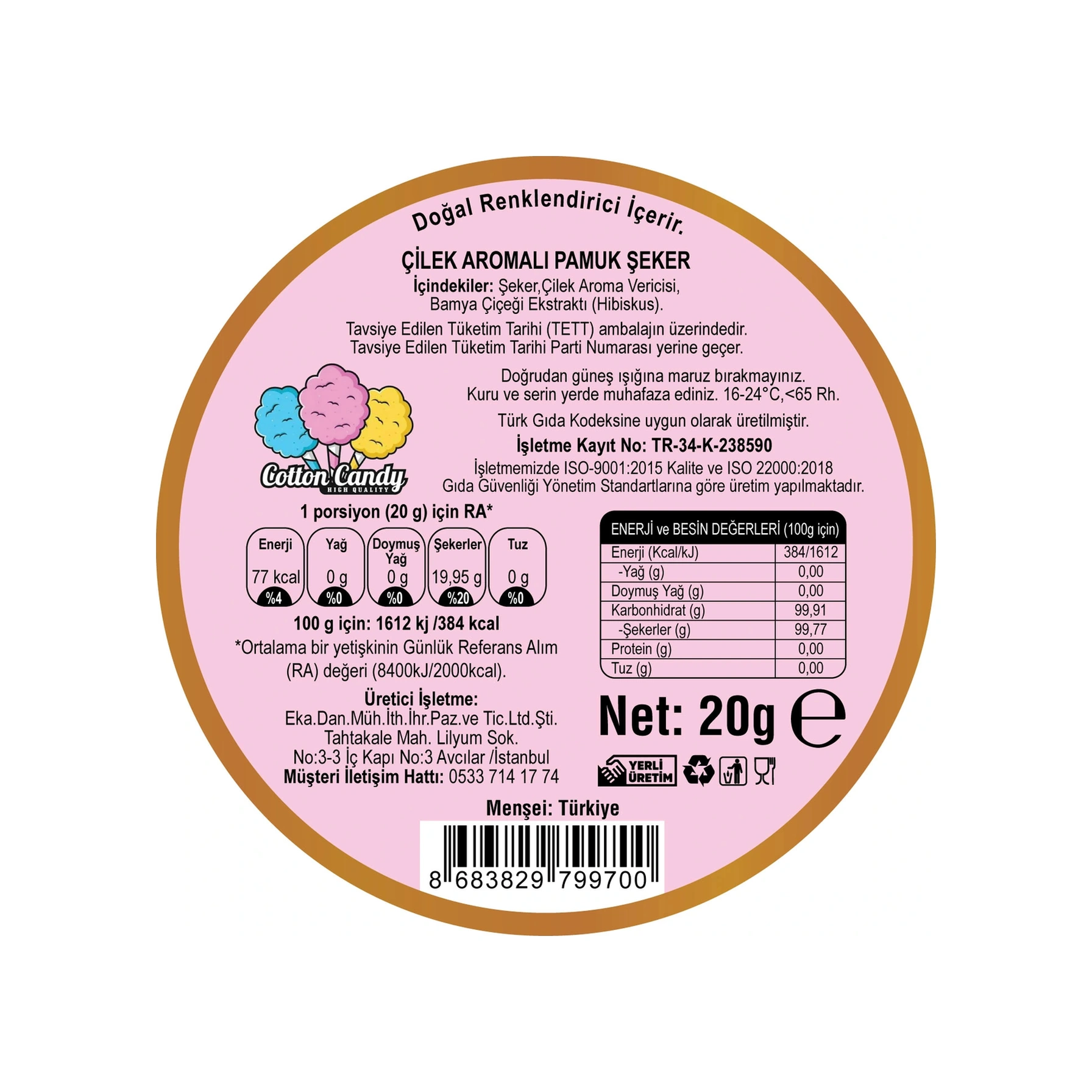 Çilek, Tutti Frutti , Yabanmersini, Aromalı 3'lü Gurme Pamuk Şekerler