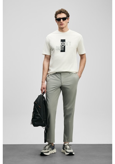 Lufian Carl Modern Grafik T- Shirt Kırık Beyaz Kırık Beyaz 111020285100510