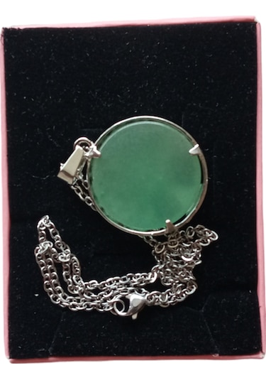 Yeşim Doğal Taşlı Hayat Ağacı Çelik Kolye - Kadın